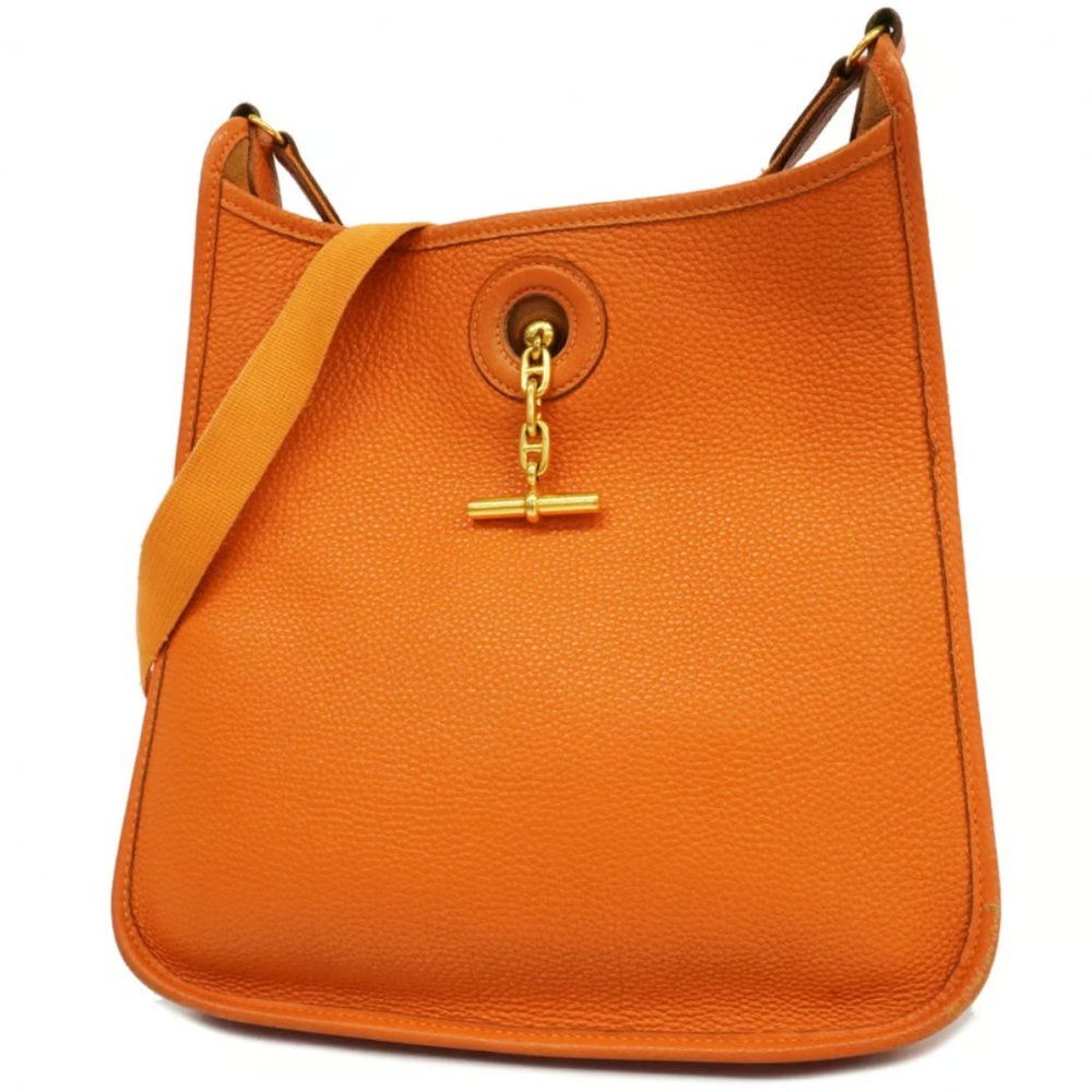 Auth HERMES Vespa Togo Leather Hobo Shoulder Bag Handbag Gold-Plated Hardware